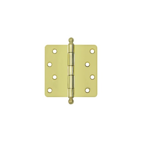S44R43-BT 1/4 Radius Ball Tip Door Hinge Polished Brass, 10PK